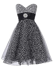 Strapless Cocktail Sleeveless Lace-Up Beaded Sequined Sweetheart Acrylic/Satin/Tulle Homecoming Dress/Bridesmaid Dress 