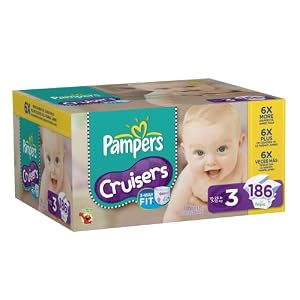 Pampers Cruisers Diapers Economy Pack Plus Size 3, 186 Count (Packaging May Vary)