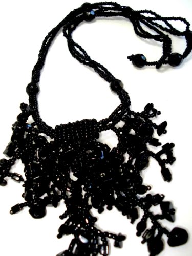 Click here to buy Crystal Glass Stone Black Beaded Gemstone 18 Necklace Faith Walk - Fair Trade.