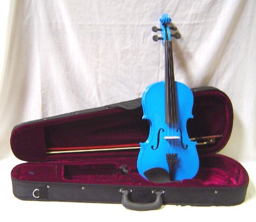 Crystalcello MV450BL 1/8 Size Violin with Carrying Case + Bow + Accessories- Blue Color