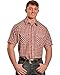 ELY CATTLEMAN Men's Peach Dobby Check Short Sleeve Western Shirt Tall Sizes - 152026044-57T