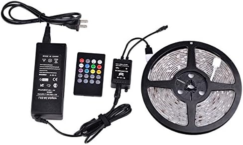 ACEBOX 5M 5050 RGB 150 LED Waterproof Strip Light with 20Key music IR remoter controller and 12V 6A Adaptor