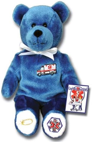 Holy Bears, Teddy Bear, 8" Approx Stuffed Animal, Blue Ems/ EMT Bear. Inside Hangtag: God Is Not Unjust; He Will Not Forget Your Work and the Love You Have Shown Him As You Have Helped His People and Continue to Help Them. - Hebrews 6:10.