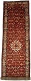 IMAGE OF 3'8 x 11'9 Red Persian Hand Knotted Wool Hossainabad Runner Rug