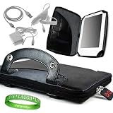 Amazon Kindle Accessories Kit for Amazon Kindle 2nd Generation Wireless Reading Device Includes: Kindle Executive Leather Cover Jacket with Handles with New Stainless Interior + White Rapid Car Charger For Amazon Kindle + White Rapid Home Travel Charger For Amazon Kindle + White Data Sync Cable for Amazon Kindle + Vangoddy tm, Live * Laugh * Love Wrist Band!!!