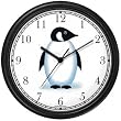 Penguin Cartoon - JP Wall Clock by WatchBuddy Timepieces (Hunter Green Frame)