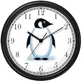 Penguin Cartoon - JP Wall Clock by WatchBuddy Timepieces (Black Frame)