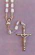 Wedding Rosary - 5x7mm AB Barrel Glass Beads - 18in. Chain - Boxed - IMPORTED FROM ITALY, Pink Beads