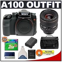 Sony Alpha A100 A100K 10.2MP Digital SLR Camera Kit + Sigma 17-35mm f/2.8-4 EX DG Lens + Transcend 2GB 120X CompactFlash Card + USB Card Reader + Spare Replacement Battery for Sony NP-FM55H + Deluxe SLR Gadget Bag