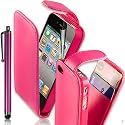 Supergets Quality Apple Iphone 4 4G 4S Premium Pink Leather Case Includes Screen Protector And Polishing Cloth