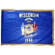 Wisconsin 3x5ft Nylon Flag with Indoor Pole Hem and Fringe