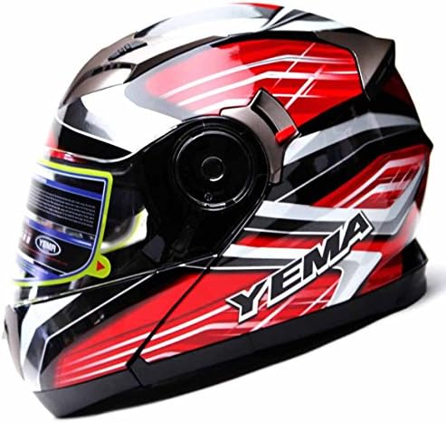 Yema Helmet YM-925 Modular Flip up Motorcycle Helmet-Speed Graphic,Red,Medium