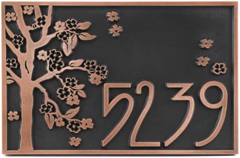 Rectangle Blossom Tree Plaque 12x8 - Raised Copper Patina Coated with Painted Flowers