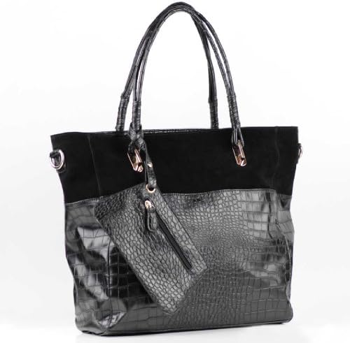 Rhodopis Faux Leather Elegance Large Size Suede Cover Tote Shopper Handbag