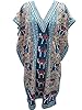 Kaftan Dress Blue Elephant Printed Loungerwear Maxi Boho Caftan Dress