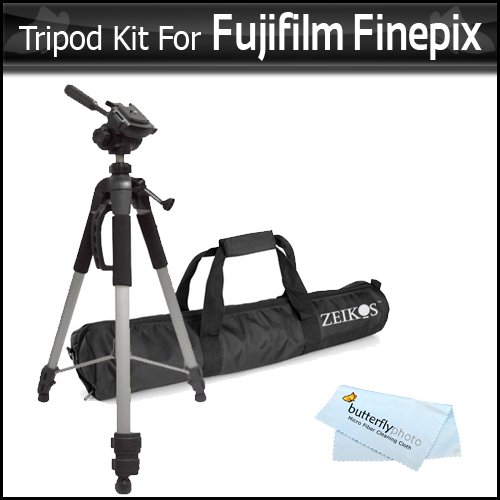 Professional 72″ TRIPOD W/ Carrying Case For Fujifilm Finepix HS10 HS20 S4000 S3400 S3300 S3200 S2950 S2800 S2500 S1800 S2550HD AX380 AX350 AX330 AX300 AV280 AV250 AV230 AV200 Digital Camera + BP MicroFiber Cleaning Cloth