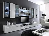 MODERNE WOHNWAND VITRINE ANBAUWAND WOHNZIMMER MÖBEL WEIß
