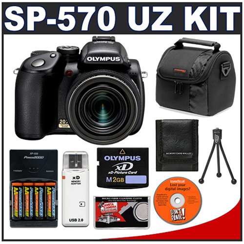 Photo: Olympus SP 570UZ 10MP Digital Camera with 20x Image Stabilized Zoom + Olympus 2GB xD Picture Card + Case + Batteries + Cameta Bonus Accessory Kit