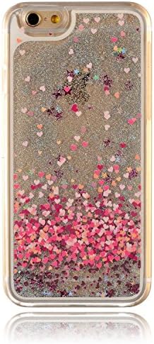 iPhone 6s Case, NJUTech Dual Layer Hybrid Bumper Double Protection with Liquid Infused Glow with Flowing Floating Moving Glitter and Stars for Apple iPhone 6-Colorful Heart
