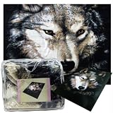 Wolf Face Blanket - Acrylic Mink