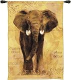 Review ArtExpression  / African Voyage I - Artist: Gosia Gajewska - Fabric Size: 38.00 by 53.00 inches Wall Tapestry with hanging rods and tassels included