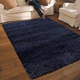 NEW THICK MODERN SHAGGY APOLLO RUG MIDNIGHT BLUE