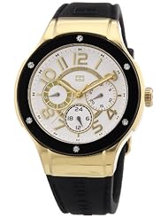 Tommy Hilfiger Ainsley Womens Quartz Watch with White Dial Analogue Display and Black Rubber Strap 1781313