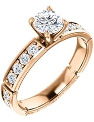 18K Rose Gold Round Cut Diamond Ring -- LIFETIME WARRANTY