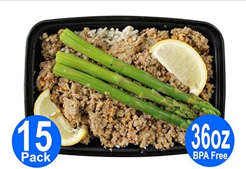 [15pk] Large Bento Lunch Box Set - Best Meal Prep BPA Free Plastic Containers and Foodsavers - Microwavable and Dish Washer Safe (15 pack, 36 oz)