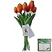 Luyue Artificial Silk Flower Mini Tulips Real Touch Flowers Bouquet for Wedding Party Decoration Pack of 12 (Sunset)