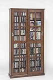 Leslie Dame CD,DVD Wall Rack Media Storage in Walnut with Glass Door