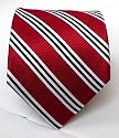 100% Silk Woven Red Striped Tie