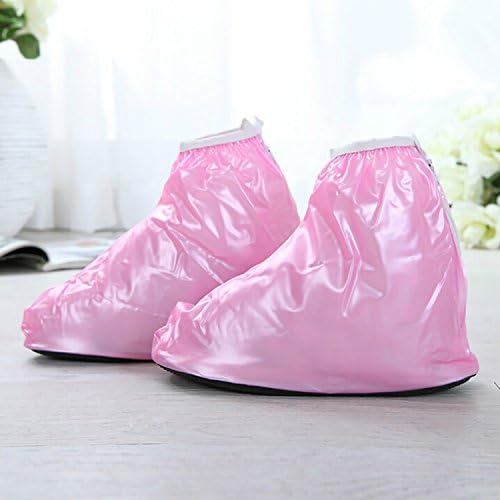 Cute Pink S Waterproof Anti-slip Reusable Zippered Overshoes Boot Children Student Girls Kids Rain Shoes Cover