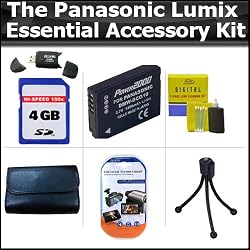 Essential Accessory Kit For The Panasonic Lumix DMC-ZS5 DMC-ZS7 Kit Includes 4GB Memory, Card Reader, Spare Battery,Tripod, Slim hard Case + More