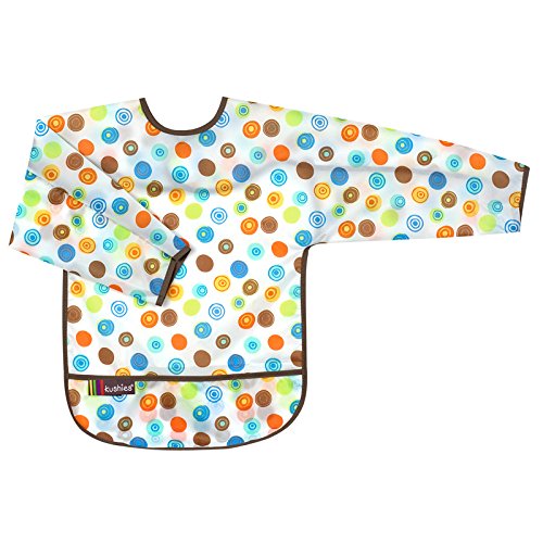 Kushies Waterproof Bib with Sleeves, White Circle, Infant