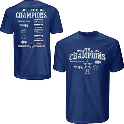 Buy Reebok Dallas Cowboys 5X Super Bowl Champions T-Shirt by Dallas Cowboys