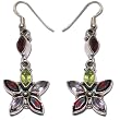 Dangle Earrings Silver Multi Gemstone Handmade Jewelry 2 inches