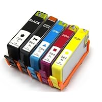 Inkjetcorner 5 Pack Remanufactured Ink Cartridge Replacement for HP 564XL for PhotoSmart 7510 7520 Shows Accurate Ink Levels