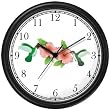 Red & Gray Throated Hummingbirds & Pink Hibiscus Flowers - JP Wall Clock by WatchBuddy Timepieces (Black Frame)