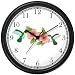Red & Gray Throated Hummingbirds & Pink Hibiscus Flowers - JP Wall Clock by WatchBuddy Timepieces (Hunter Green Frame)