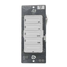 Leviton LTB02-1LZ Decora 1800W Incandescent/20A Resistive-Inductive 1HP Preset 15-30-60-120 Minute Countdown Timer Switch, White/Ivory/Light Almond