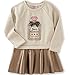 Juicy Couture Little Girls' Toddler Dress with Faux Pleather Skirt, Oatmeal, 3T