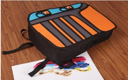 Orange 3D Jump Style 2D Drawing From Cartoon Paper Bag Computer bag child Backpack