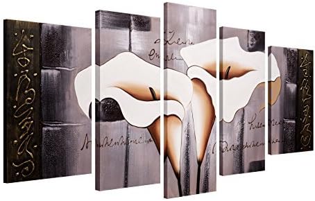 Santin Art SAA34 Brown Lily Fashion Flower Home Decoration 5-Pieces Mixorde, Oil Painting on Canvas by Santin Art
