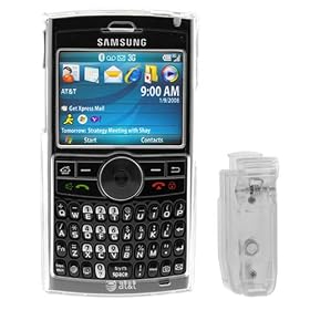 SAMSUNG BLACKJACK Crystal CLEAR Hard Plastic Snap-On Protective Faceplate Carrying Case With Removable Belt Clip