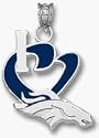 Denver Broncos 3/4" "I Heart Logo" Enamel Pendant - Sterling Silver Jewelry