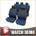 Active Sports Car Seat Covers, Grey/Blue, 11 piece set, Front & Rear, Fits : Chevrolet Captiva