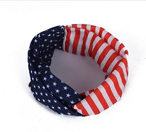 Valoven American Independence Day Stripe Five-Pointed Star Flag Headband, Biker and Runners Printed Head Wrap Cross Single Jersey, Stretch Fashion Sports Fitness Hair Headband