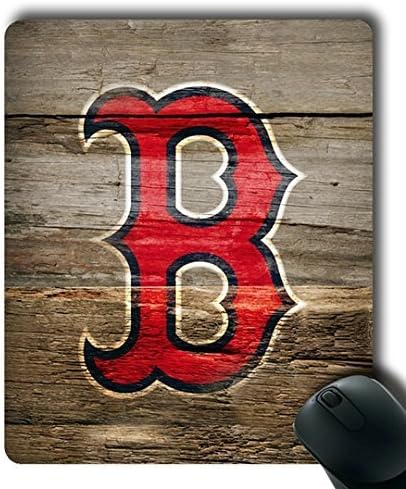 Boston Red Sox Logo on wood Customized Rectangle Mouse Pad,Gaming Mouse Pad by sallylotus