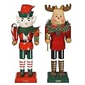 - 2 Pk Reindeer & Elf Nutcrackers-8"